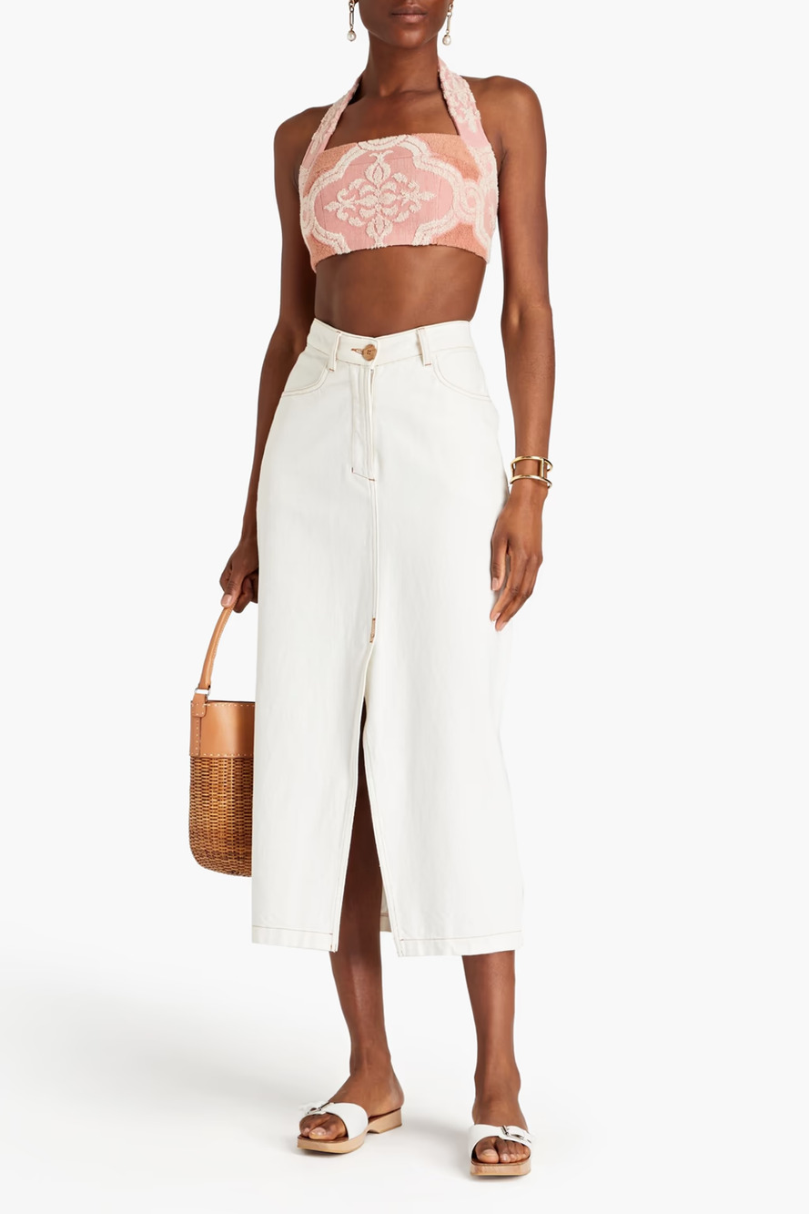 NWT Zimmermann Jeannie Terrycloth Halter Neck Cropped Top Pink Women's US 8